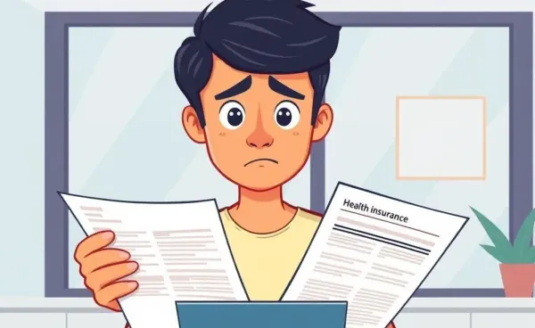 Person puzzled over health insurance papers
