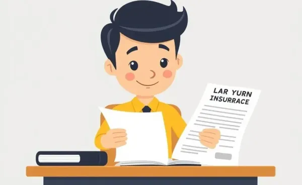 A cartoon of a person examining life insurance policy documents