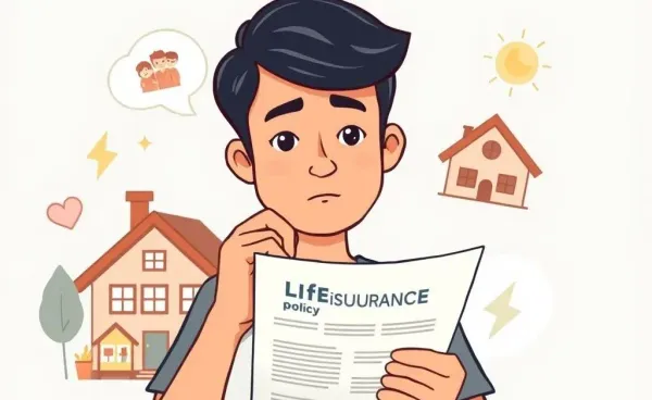 Person pondering over a life insurance policy document
