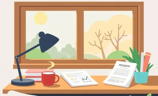 A desk with pension documents suggesting a thoughtful approach to financial planning.