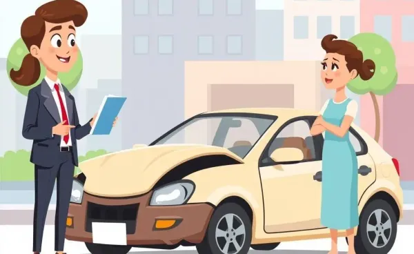 Insurance agent explaining totaled car compensation to a car owner