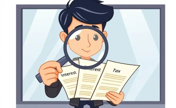 Person examining financial documents with magnifying glass