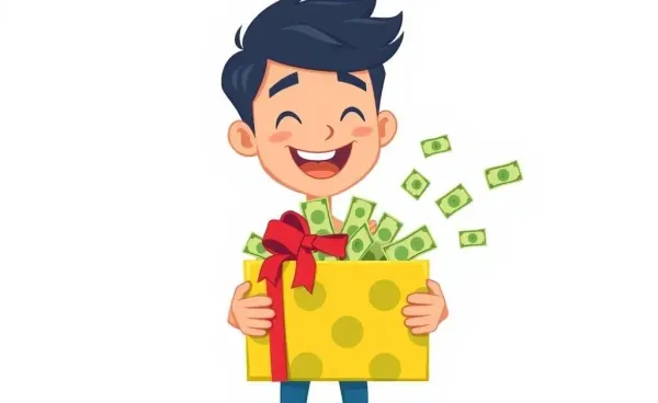 A person opening a gift box with money flowing out