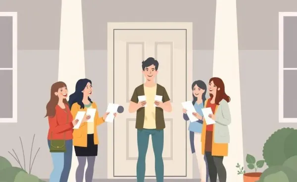 A surprised homeowner listening to an unexpected offer for their property.