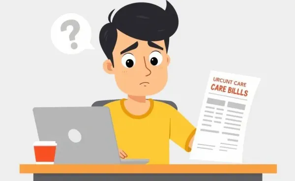 Person puzzled by an urgent care bill