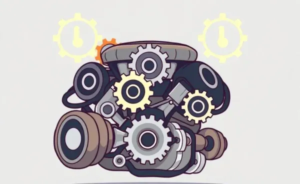 An illustration of a car engine being optimized