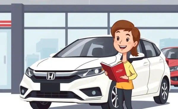 A person examining a used Honda car with interest