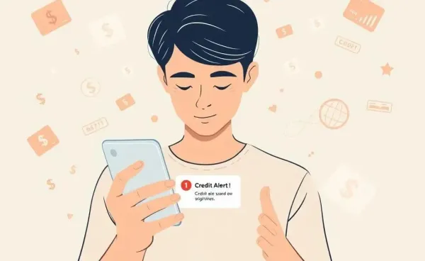 Person checking a credit alert on their phone