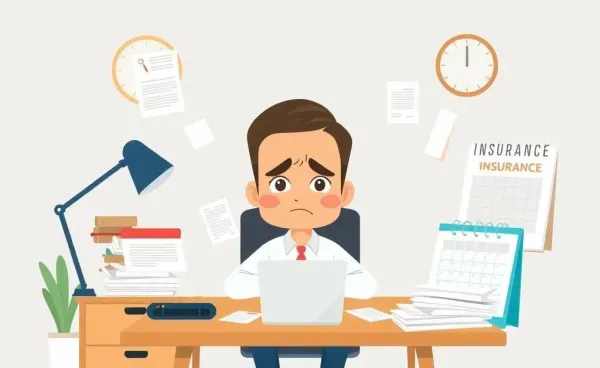 Person contemplating filing an insurance claim surrounded by papers and calendar