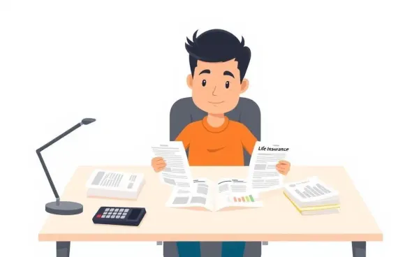 Person weighing life insurance options at a desk with financial papers