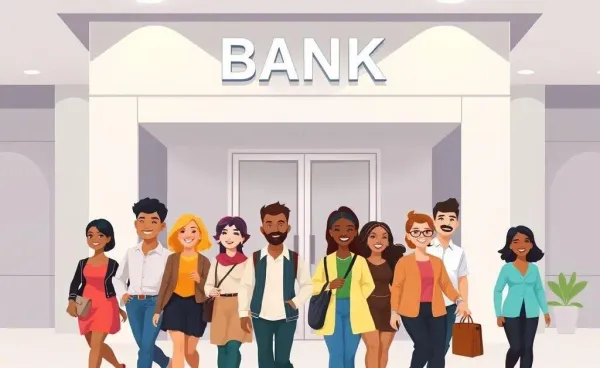 People entering a bank for the first time