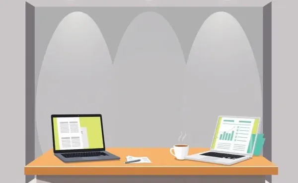 Desk with mortgage paperwork, a laptop, and a cup of coffee