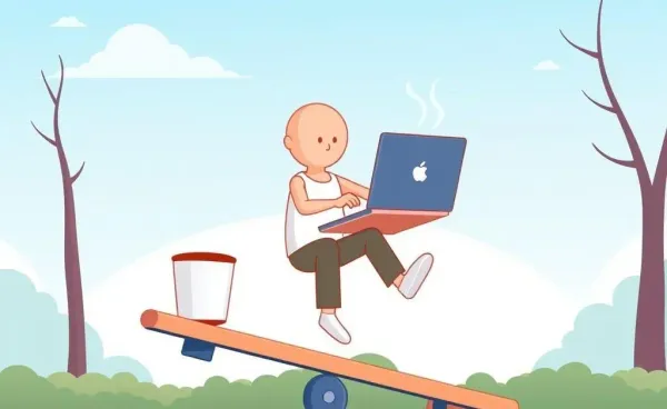 A person balancing work and life on a teeter-totter