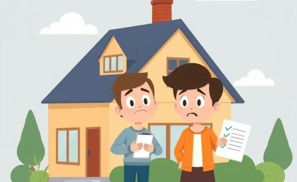 Couple checking their home's roof with a checklist
