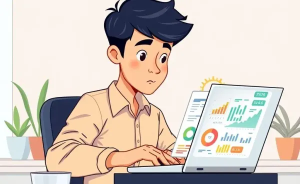 A young professional reviewing their financial portfolio on a laptop