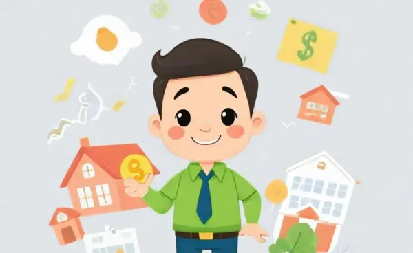 An illustration of a beginner investor exploring different investment options like stocks and real estate