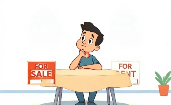 Character weighing options between buying and renting a home