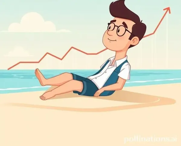 An investor relaxing on a beach, symbolizing lower stress from less frequent earnings reports.