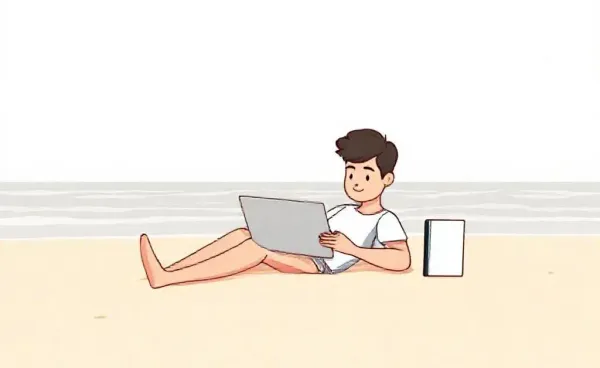 A person enjoying a relaxed life on the beach with financial planning in hand