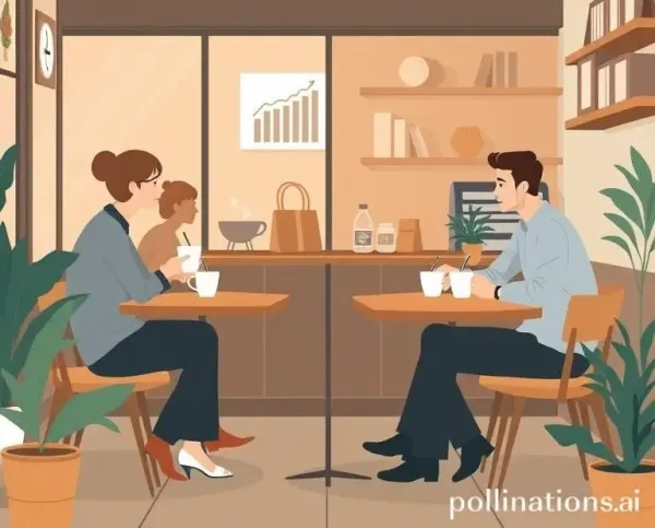 People chatting about finance over coffee at a warm, cozy cafe