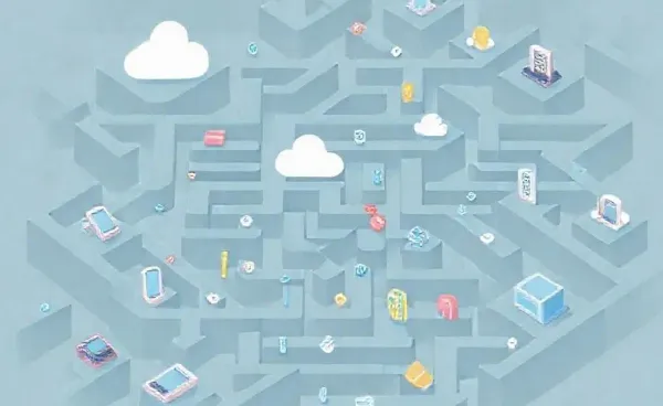 Illustration of a digital maze symbolizing the decision-making process in digital services