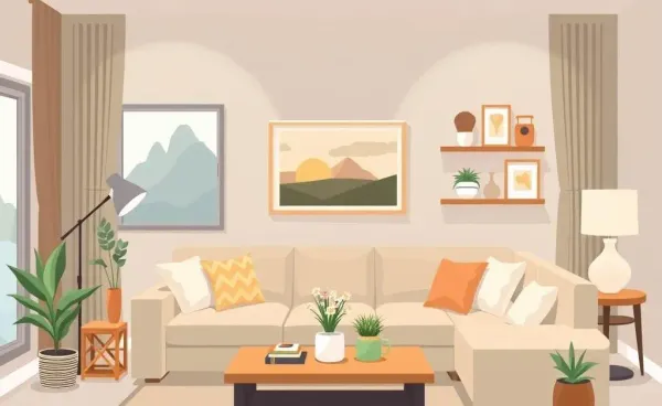 A vision board in a cozy living room depicting real estate goals.