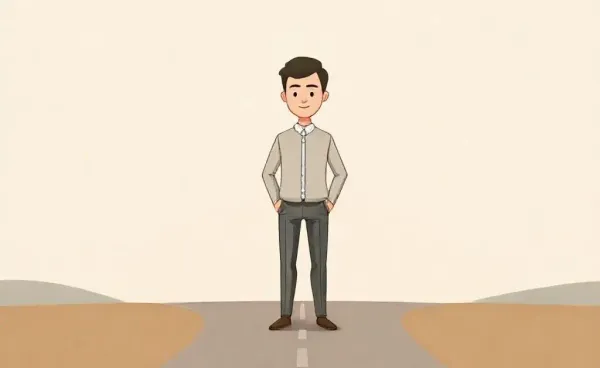 Person standing at a fork in the road, symbolizing choices in financial planning