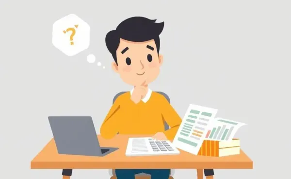 Person calculating finances on a desk with papers and calculator
