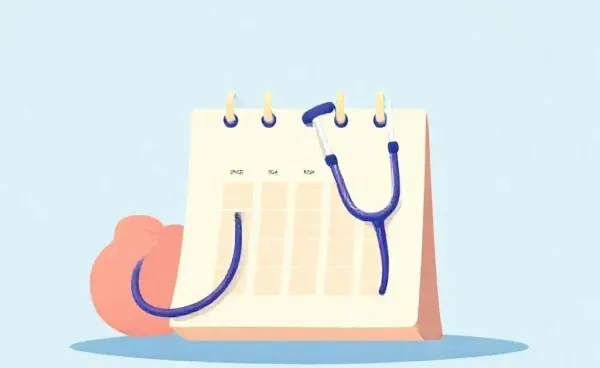 Calendar and stethoscope representing health checkups