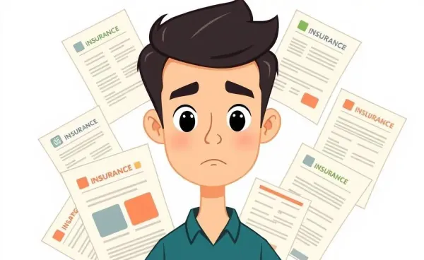 An illustration of a person overwhelmed by health insurance paperwork