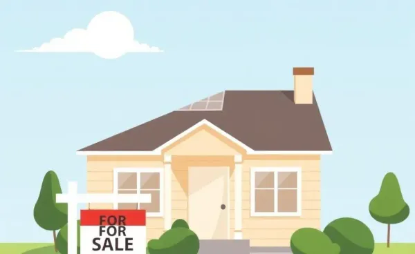 A home with a 'For Sale' sign, symbolizing the start of a new journey in home ownership.
