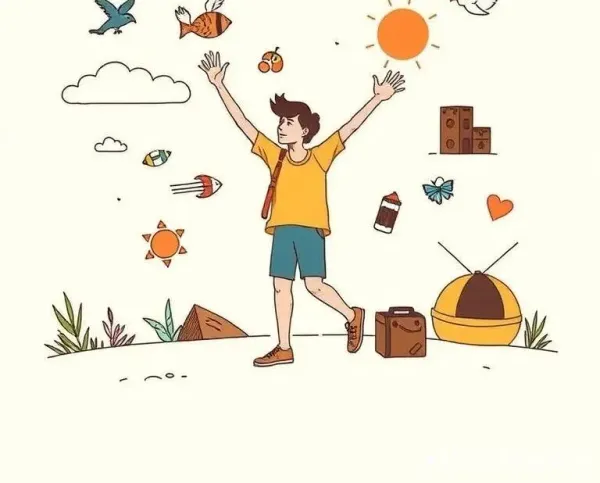 A dynamic illustration of an ideal weekend with diverse activities