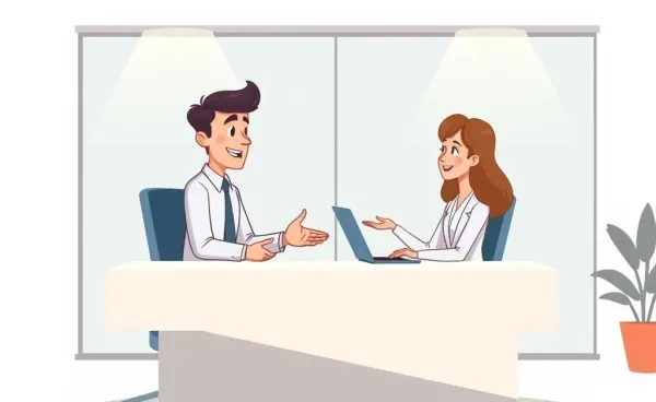 Cartoon illustration of an insurance agent working at their desk