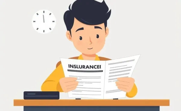 A person confidently filling out an insurance claim form at a desk.
