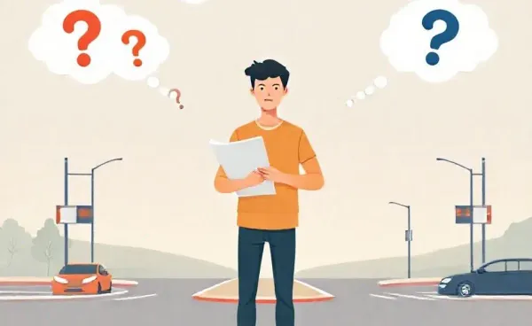 A confused customer at a crossroads with insurance options