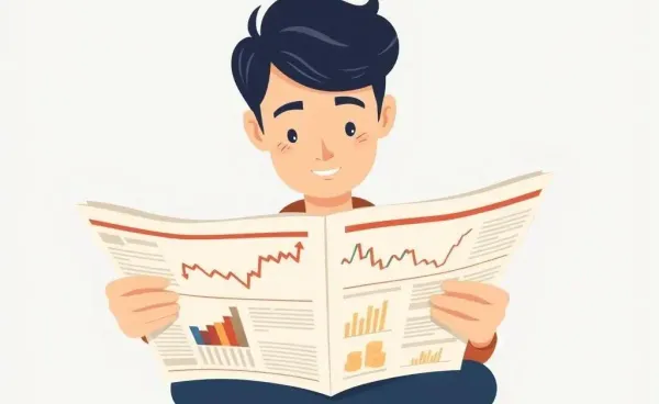 Illustration of someone analyzing a job report with charts