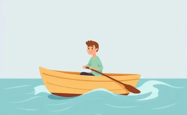 Person sailing calmly on a wave while surrounded by stock market terms