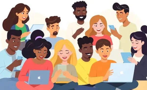 Diverse group in an online community interaction