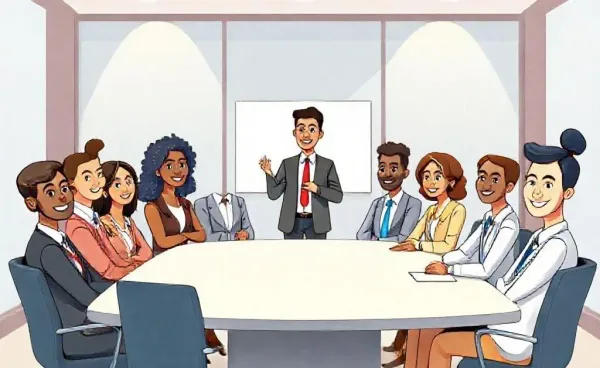 A diverse team of insurance agents in a meeting