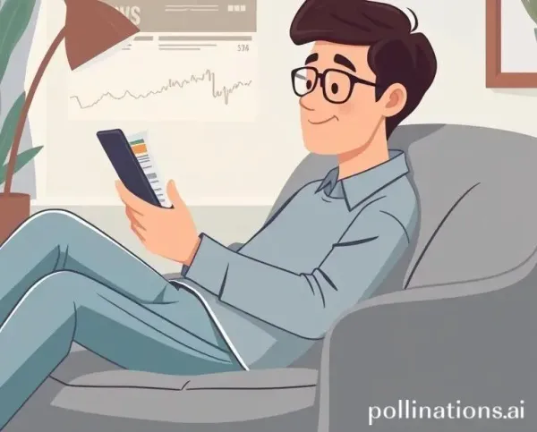Person comfortably reading stock market news