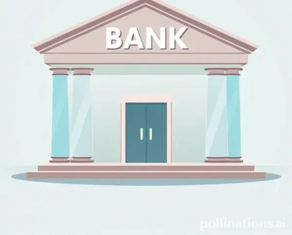 Cartoon-style image of a transparent bank