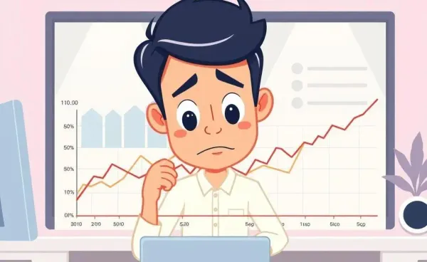Cartoon-style person examining an inflation graph