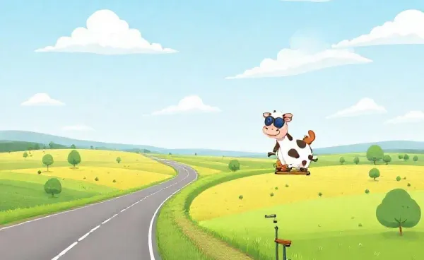 A surprising event happening on a calm countryside road